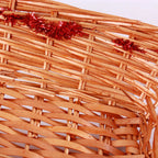 Cesto rettangolare in vimini miele con decoro rosso, 54/51x38x13 cm (kit da 3)