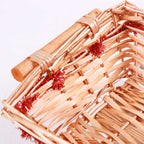Cesto rettangolare in vimini miele e rosso, 40/36x27H10 cm (kit da 5)