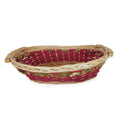 Cesto vimini ovale rosso filo oro, 54/49x39x12 cm