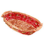 Cesto ovale in vimini rosso e oro, 42/38x28H10 cm (kit da 10)