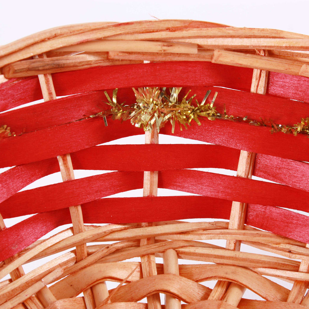 Cesto ovale in vimini rosso e oro, 42/38x28H10 cm (kit da 10)