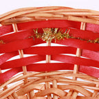 Cesto ovale in vimini rosso e oro, 42/38x28H10 cm (kit da 10)