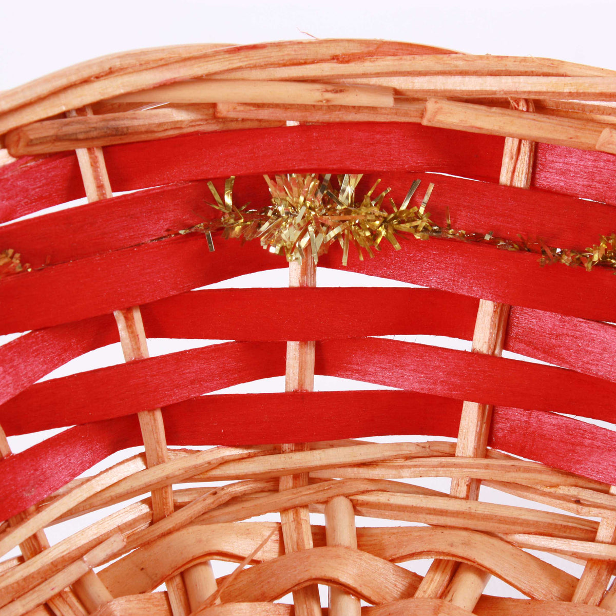 Cesto ovale in vimini rosso e oro, 42/38x28H10 cm (kit da 10)