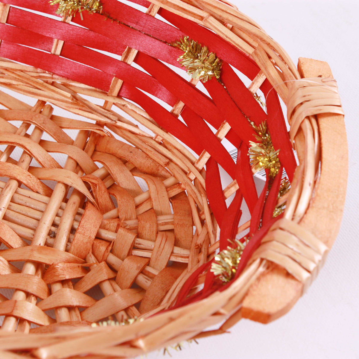 Cesto ovale in vimini rosso e oro, 42/38x28H10 cm (kit da 10)