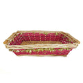 Cesto vimini rettangolare rosso filo oro, 49/45x34x12 cm
