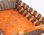 Cesto rettangolare in vimini con manici in legno, 39x24H8 cm (kit da 3)