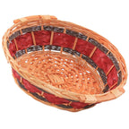 Cesto rotondo in vimini decorato, Ø40H12,5 cm (kit da 5)