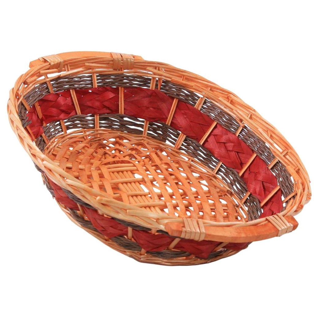 Cesto ovale in vimini rosso, 52x39x13 cm (kit da 5)