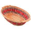 Cesto ovale in vimini miele con decorazione rossa, 49x36H12 cm (kit da 5)