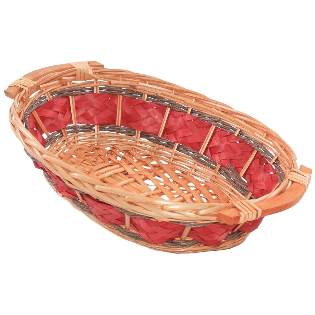 Cesto in vimini rosso con manici, 41x28x10 cm (kit da 10)