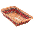 Cesto rettangolare in vimini miele con manici, 49x34H12 cm (kit da 5)