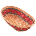 Cesto ovale in vimini rosso e naturale, 47x28H12 cm (kit da 5)