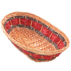 Cesto ovale in vimini rosso e naturale, 47x28H12 cm (kit da 5)