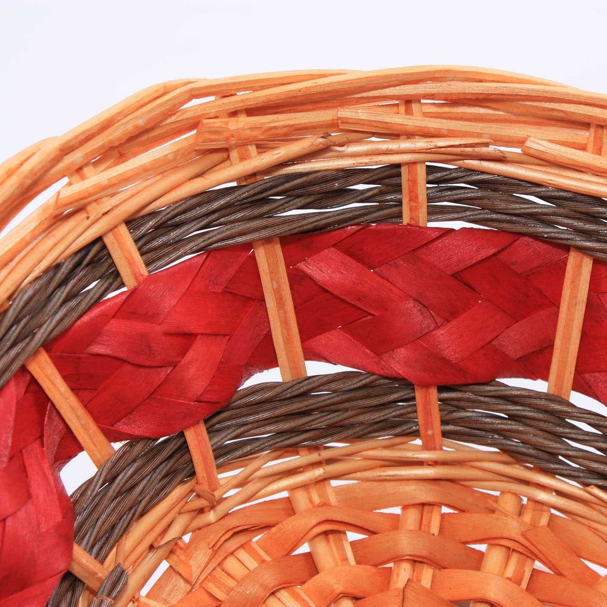 Cesto ovale in vimini rosso e naturale, 47x28H12 cm (kit da 5)