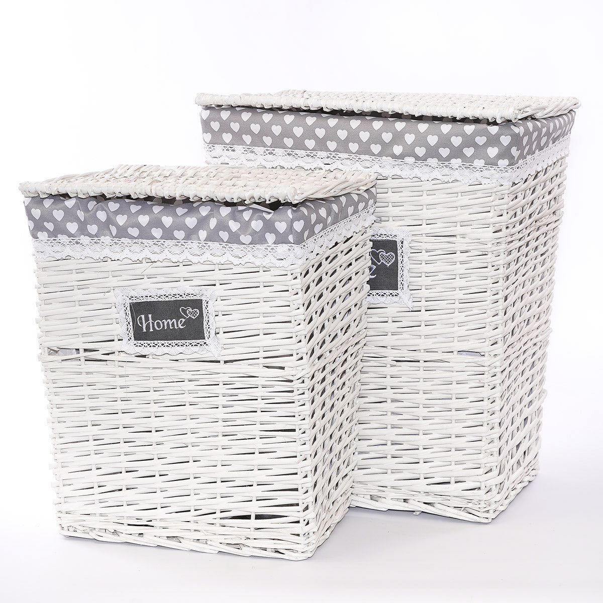 Portabiancheria in vimini, 46x34H58 cm, set di 2
