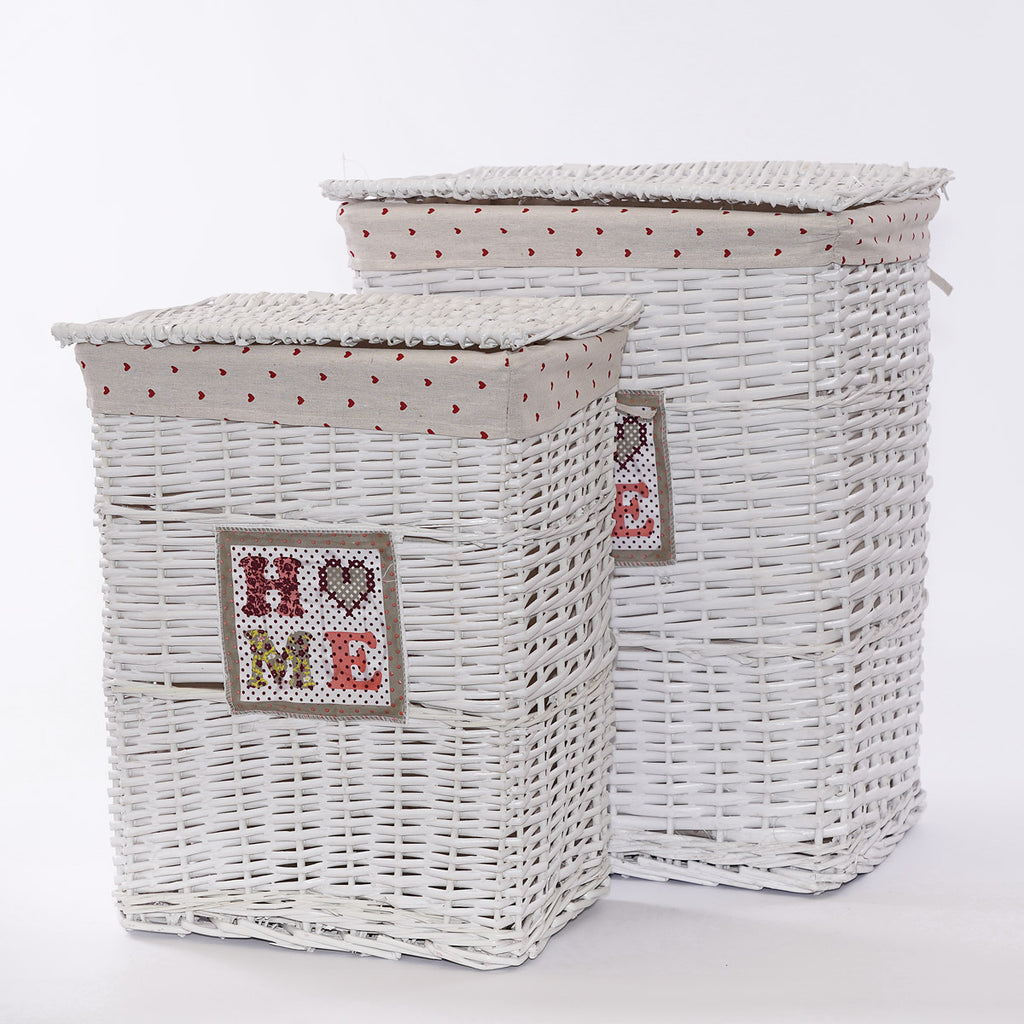 Set di 2 portabiancheria in vimini, 46x34H58 cm