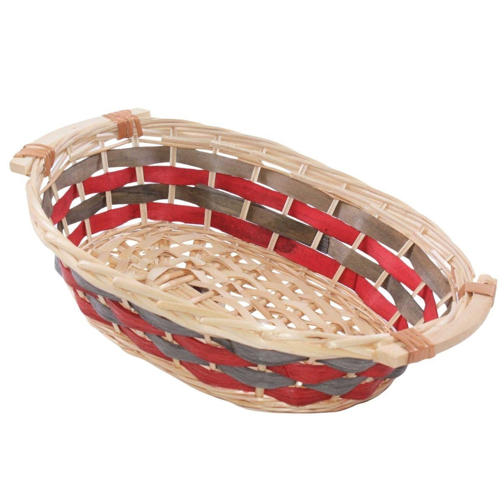 Cesto ovale in vimini decorato, 41x28H10 cm (kit da 10)