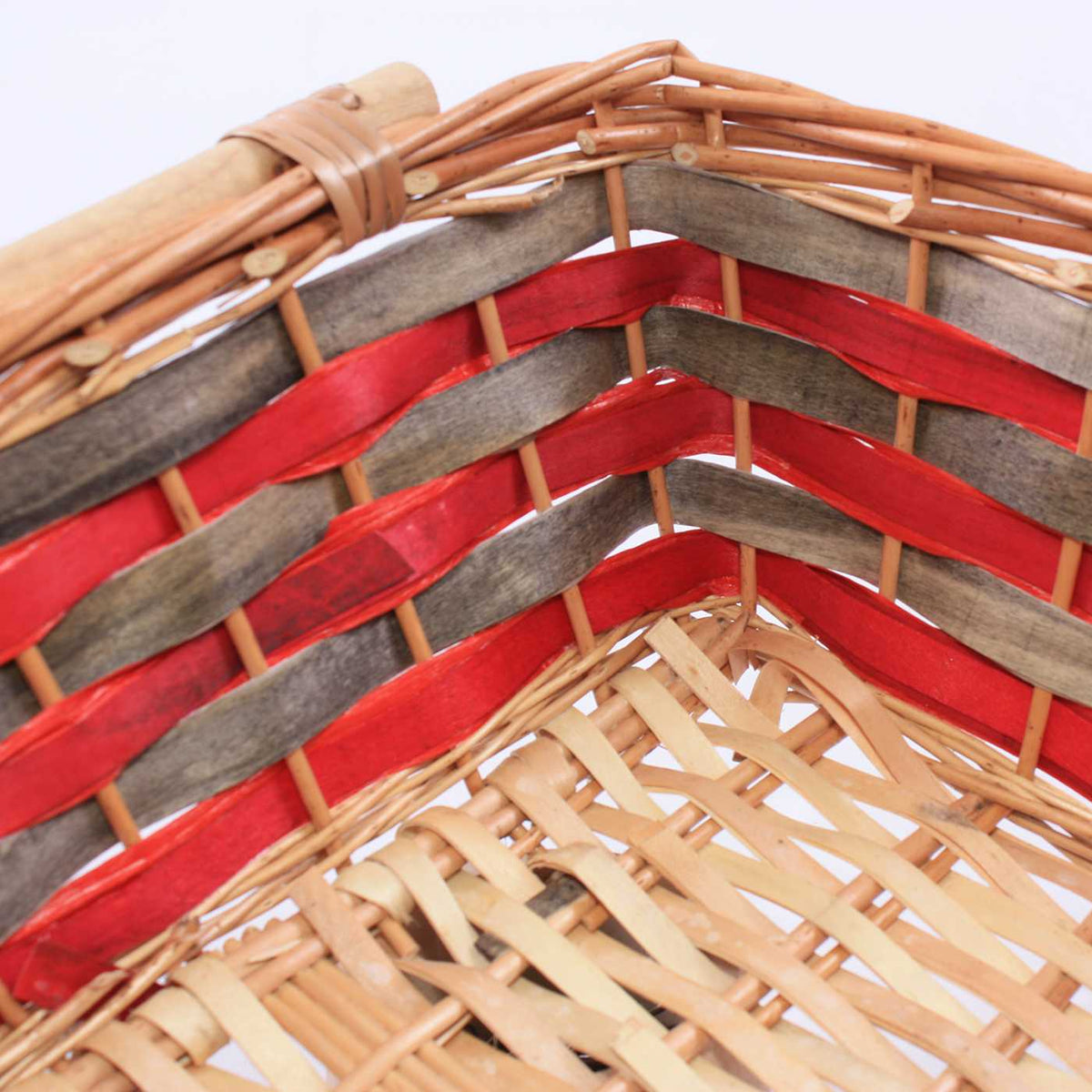 Cesto rettangolare in vimini naturale con manici, 61x44H15 cm (kit da 3)