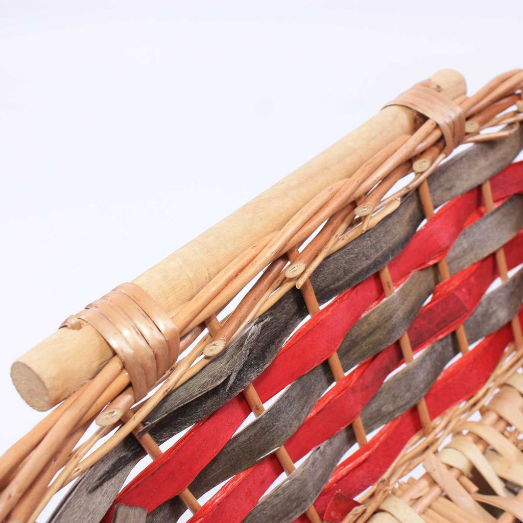 Cesto rettangolare in vimini naturale con manici, 61x44H15 cm (kit da 3)