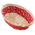 Cesto ovale in vimini con fascia rossa, 49x36x12 cm (kit da 5)