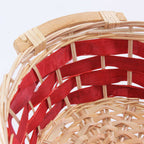 Cesto ovale in vimini con fascia rossa, 49x36x12 cm (kit da 5)