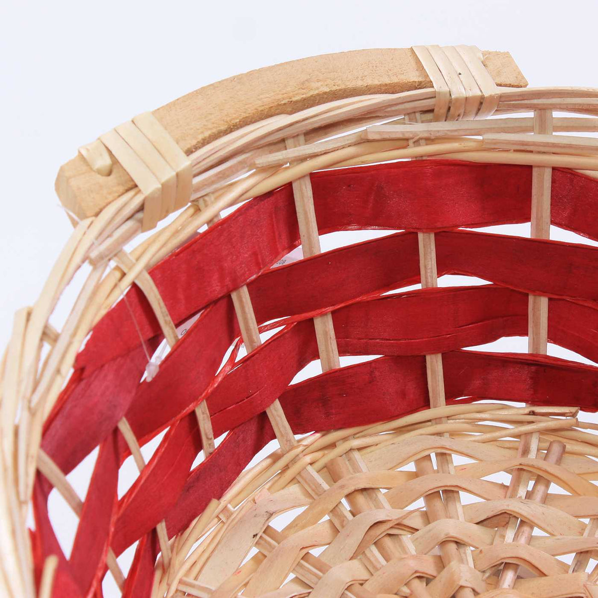Cesto ovale in vimini con fascia rossa, 49x36x12 cm (kit da 5)
