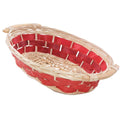 Cesto ovale in vimini con decorazione rossa, 41x28H12 cm (kit da 10)