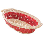Cesto ovale in vimini con decorazione rossa, 41x28H12 cm (kit da 10)