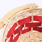 Cesto ovale in vimini con decorazione rossa, 41x28H12 cm (kit da 10)