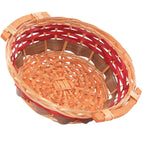 Cesto rotondo in vimini miele decorato, Ø32H10 cm (kit da 10)