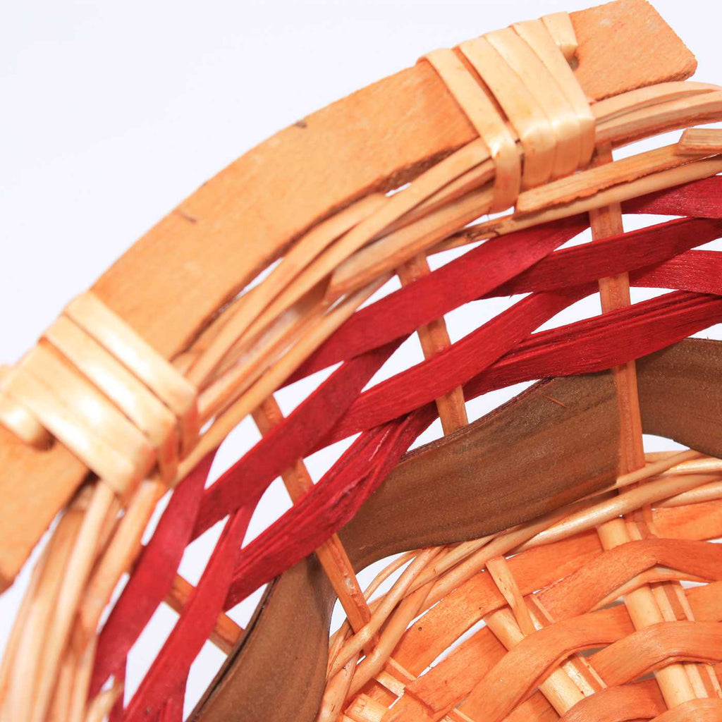 Cesto rotondo in vimini miele decorato, Ø32H10 cm (kit da 10)