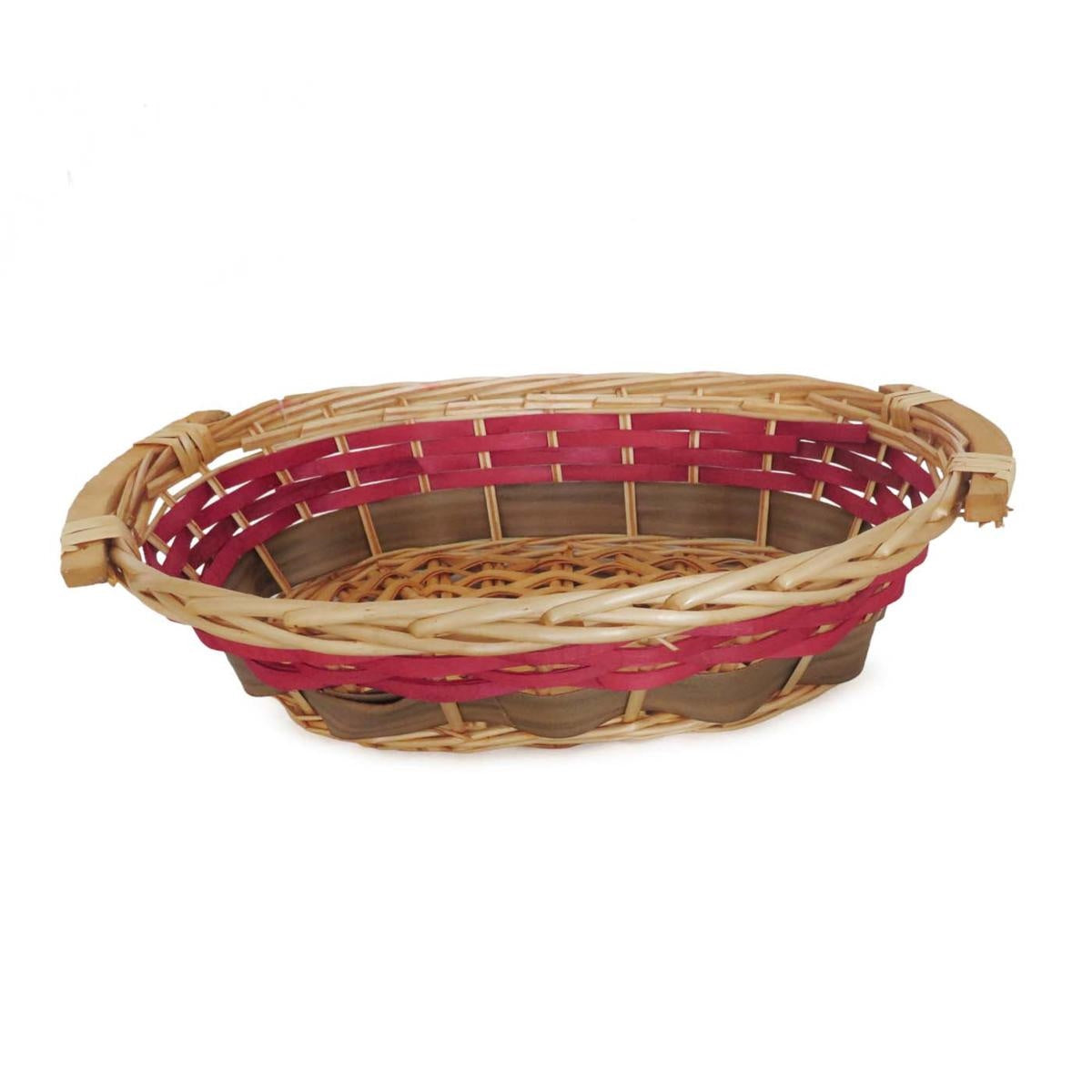 Cesto in vimini rosso con manici, 41x28x10 cm (kit da 10)