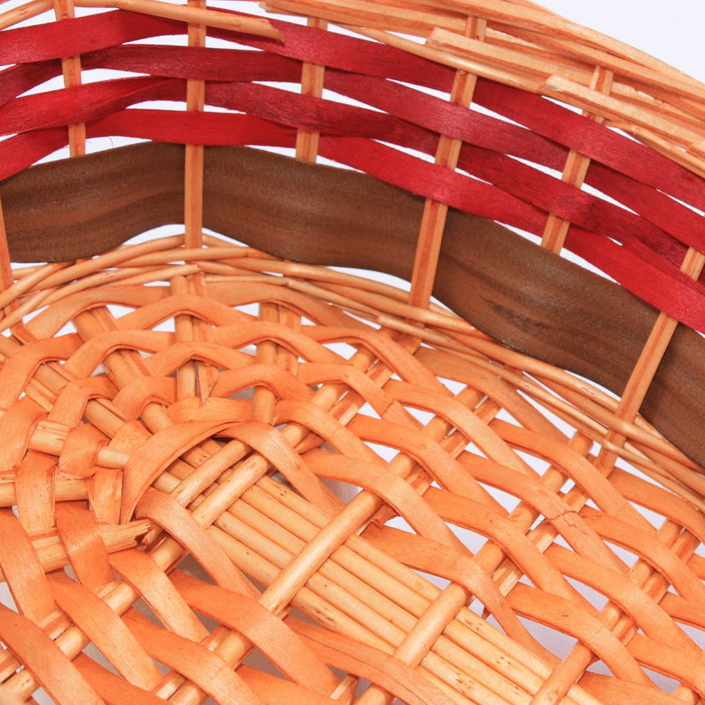 Cesto in vimini rosso con manici, 41x28x10 cm (kit da 10)