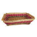 Cesto rettangolare in vimini miele e rosso con manici, 49x36x12 cm (kit da 5)