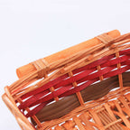 Cesto rettangolare in vimini miele e rosso con manici, 49x36x12 cm (kit da 5)