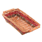 Cesto rettangolare in vimini miele decorato, 39x27H10 cm (kit da 10)