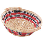 Cesto rotondo in vimini decorato con manici, Ø40H12,5 cm (kit da 5)