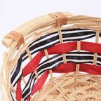 Cesto ovale in vimini bianco e rosso con manici, 49x36H12 cm (kit da 5)