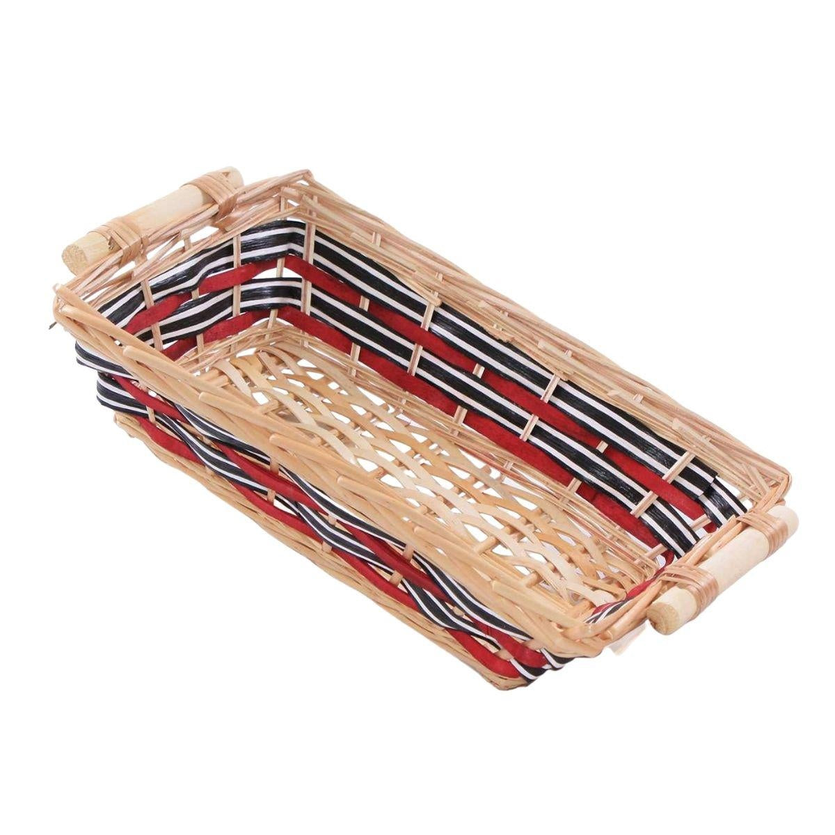Cesto rettangolare in vimini decorato, 39x27H10 cm (kit da 10)