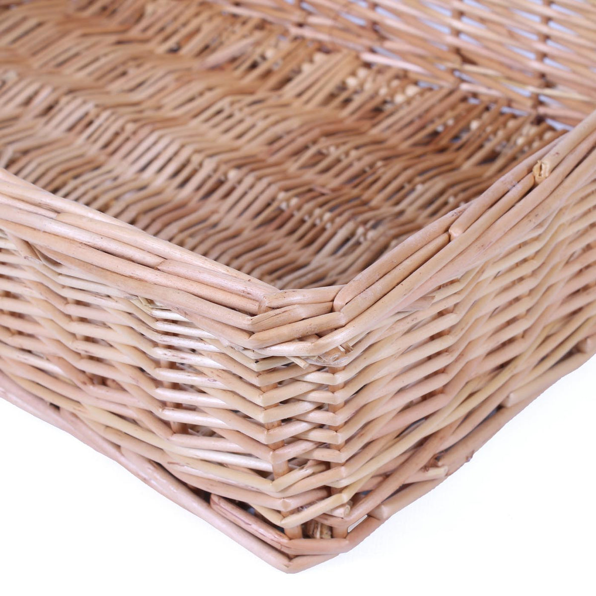 Cesto a vaschetta in vimini bianco, 40x30x10 cm