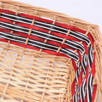 Cesto rettangolare in vimini con manici, 61x44H15 cm (kit da 3)
