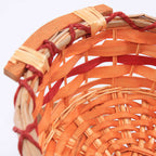 Cesto rotondo in vimini miele decorato, Ø32H10 cm (kit da 10)