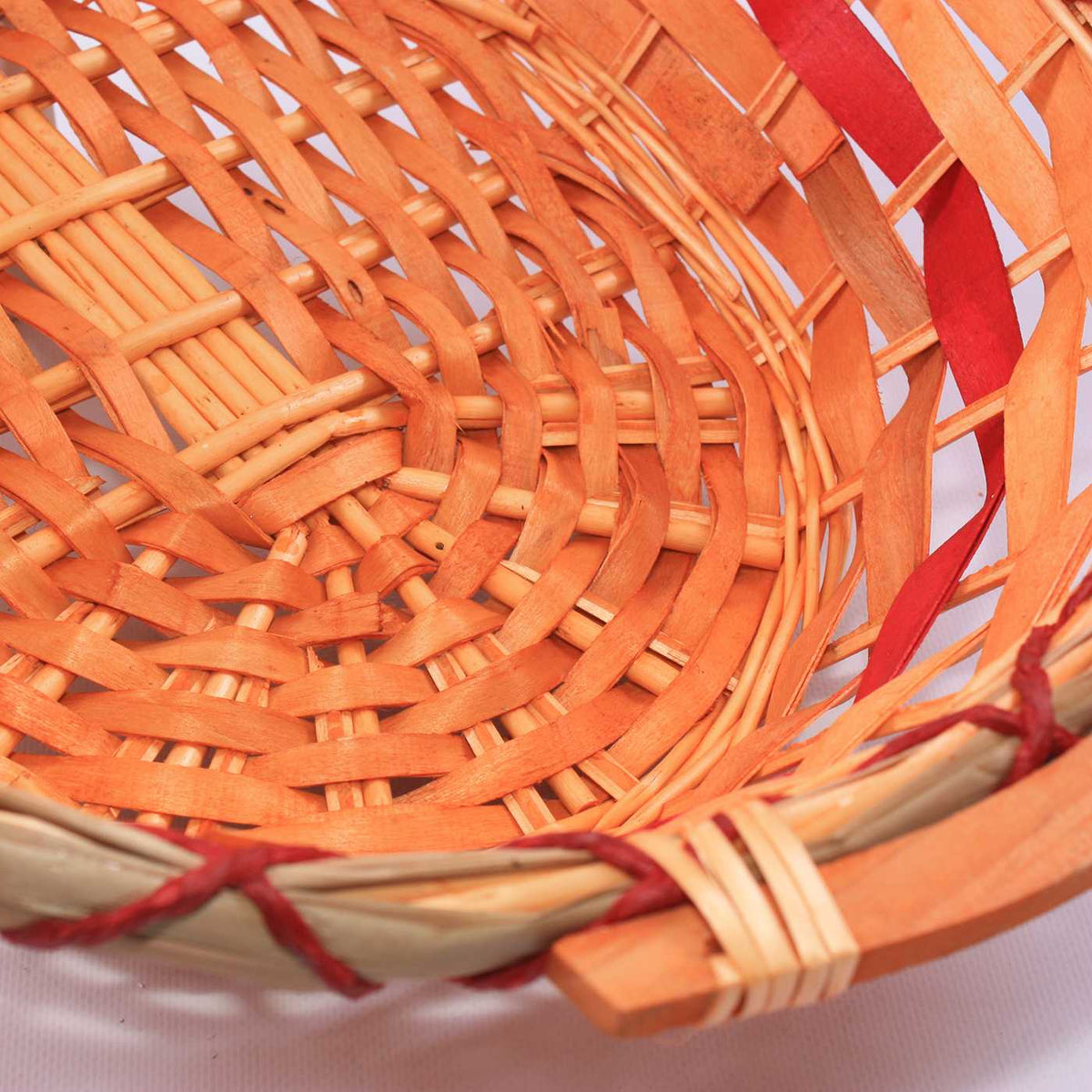 Cesto ovale in vimini rosso con manici, 53x40H13 cm (kit da 5)