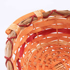 Cesto ovale in vimini miele e rosso con manici, 49x36x12 cm (kit da 5)
