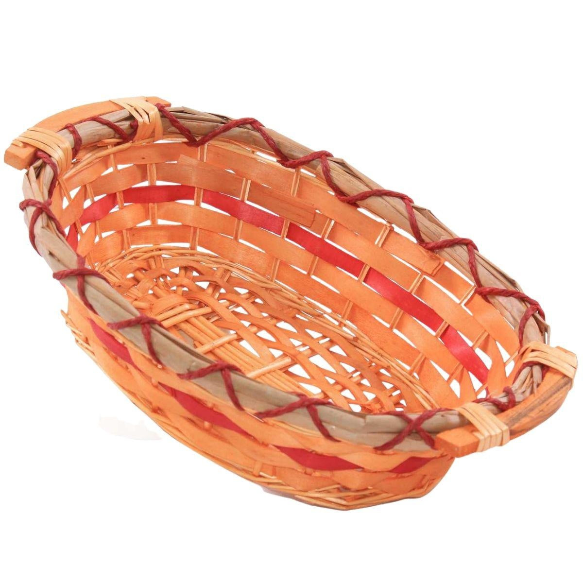 Cesto ovale in vimini con manici, 41x28H10 cm (kit da 10)