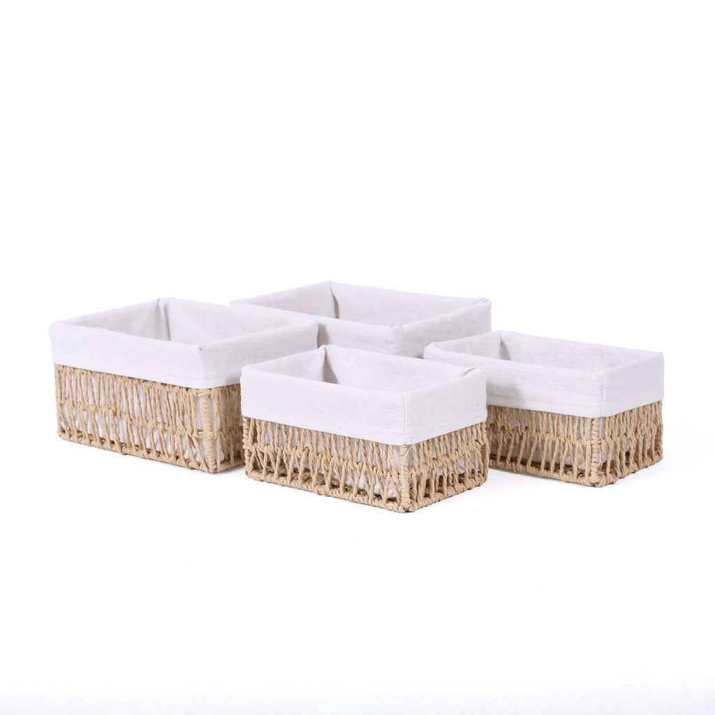 Cesto in carta grigia foderato, 40x30H16, 25x17H13 e 21x13H11 cm