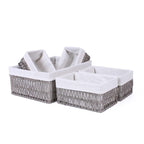 Cesti in carta beige foderati, 40x30x16, 25x17x13 e 21x13x11 cm