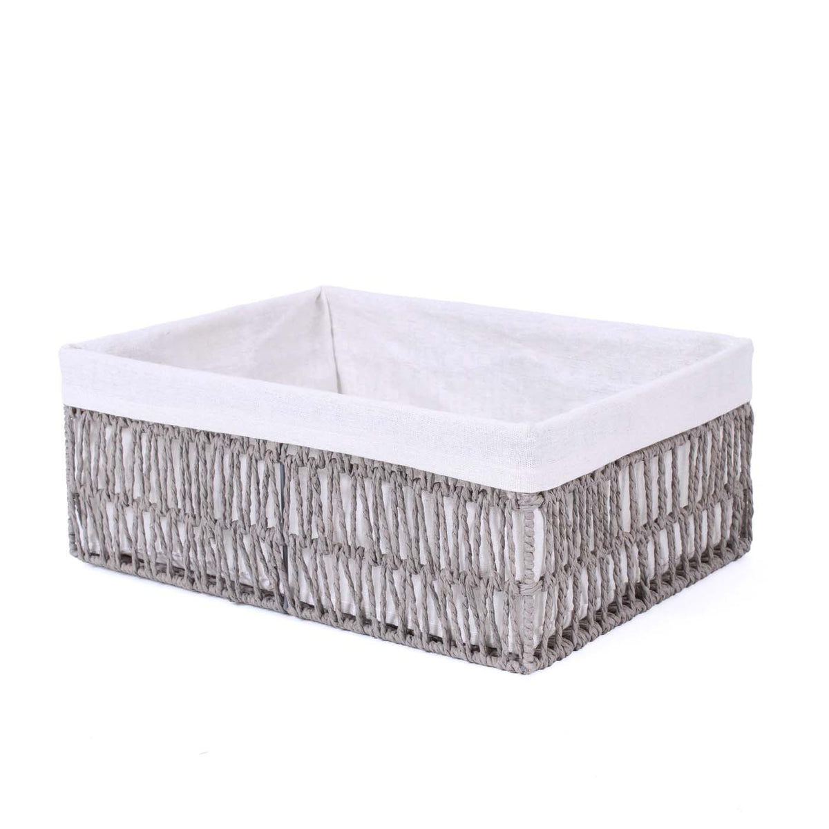 Cesti in carta beige foderati, 40x30x16, 25x17x13 e 21x13x11 cm