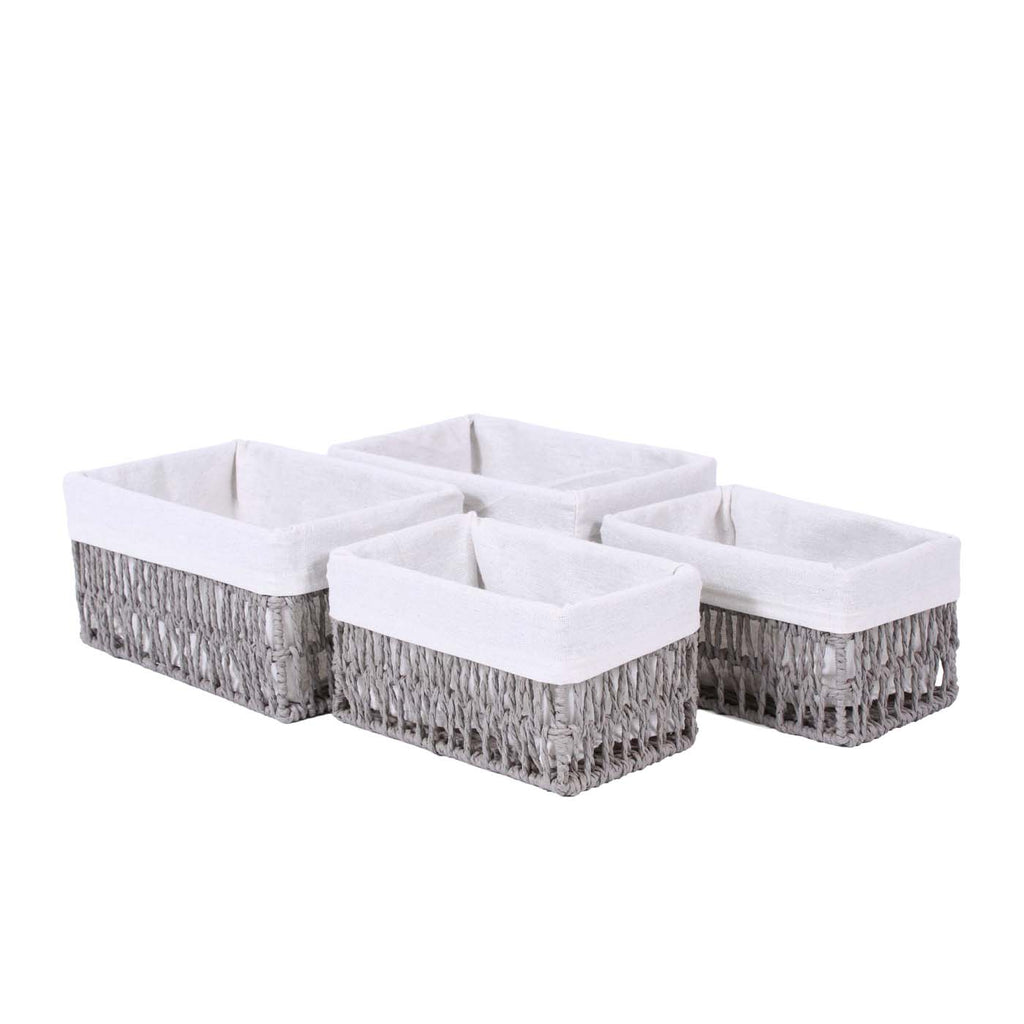 Cesti in carta beige foderati, 40x30x16, 25x17x13 e 21x13x11 cm