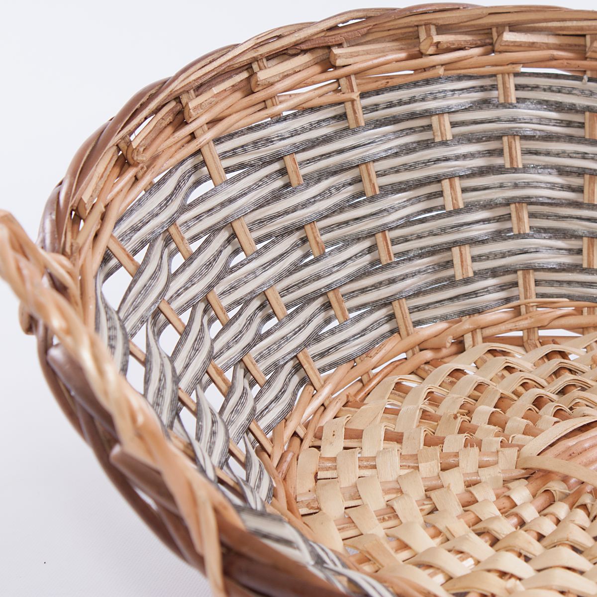 Cesto vaglio da confezionamento in vimini grigio, Ø42x16 cm (kit da 3)